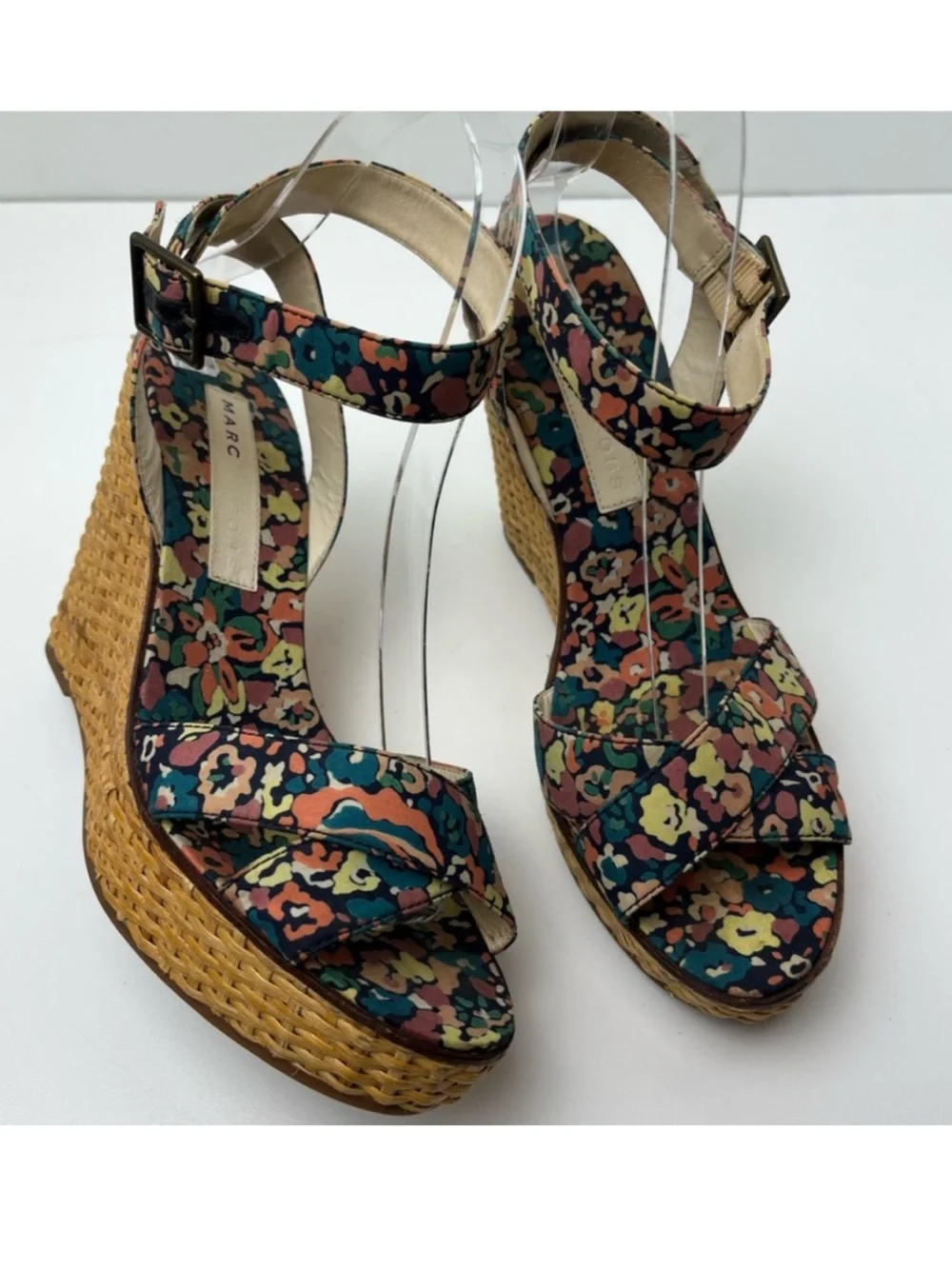 Marc Jacobs Vintage Floral Print Woven Platform Wedge Retro Sandals